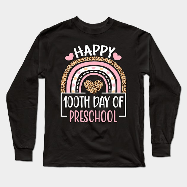 100Th Day Of Preschool 100 Days Of School Teacher Long Sleeve T-Shirt by snownature